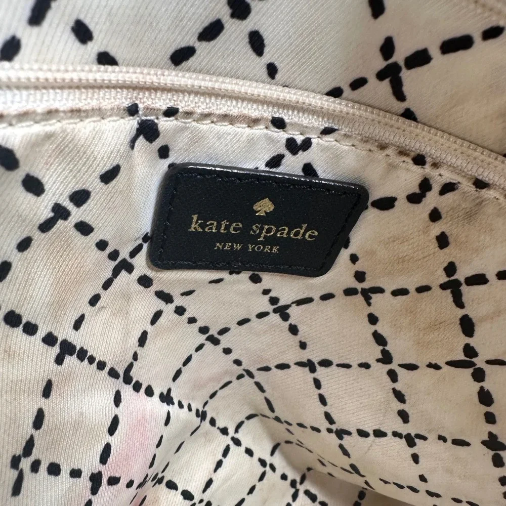 Kate Spade New York Black Saffiano Leather Triple Compartment Tote Bag Large